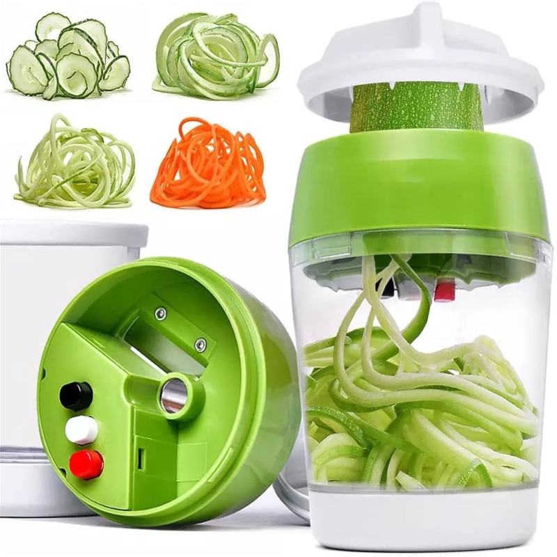 5 In1 Handheld Spiralizer Groentesnijder Verstelbare Spiraal Cutter Met Container Courgette Noodle Spaghetti Maker Spiral Slicer