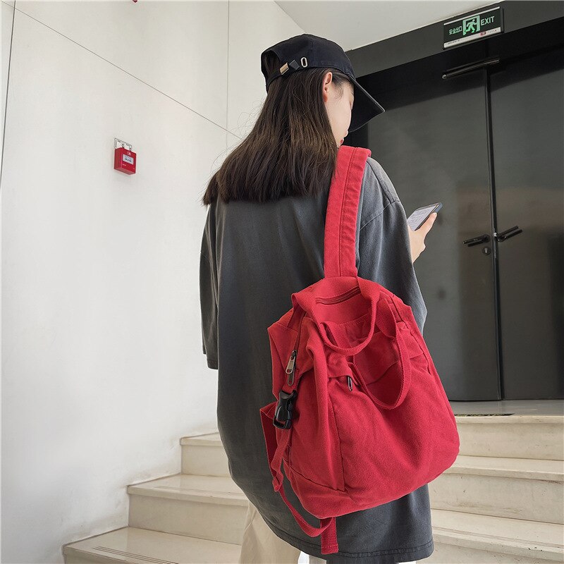 WR-mochila de lona verde para mujer, bolsa para portátil, escolar, para estudiantes, para adolescentes