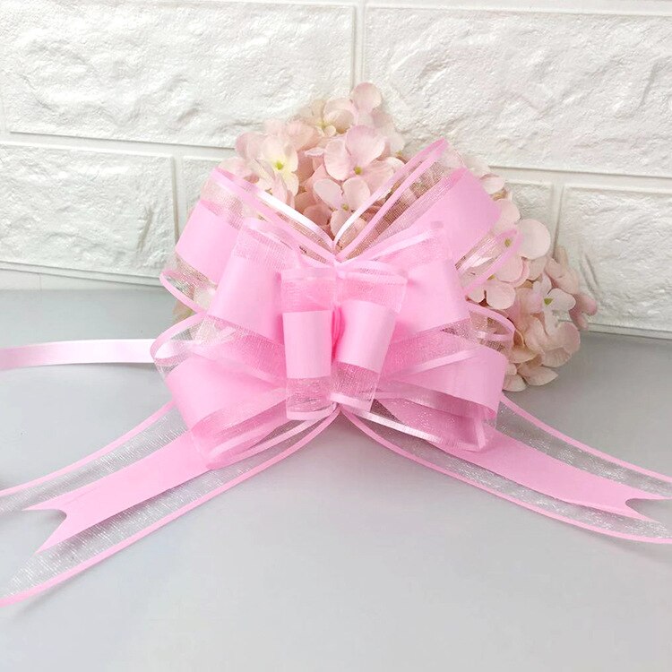 Plain Snow Yarn Garland Streamers Ribbon Flowers Packaging Bundled Wedding Car Door Hand Streamers Wedding Decoration: light pink 10pieces