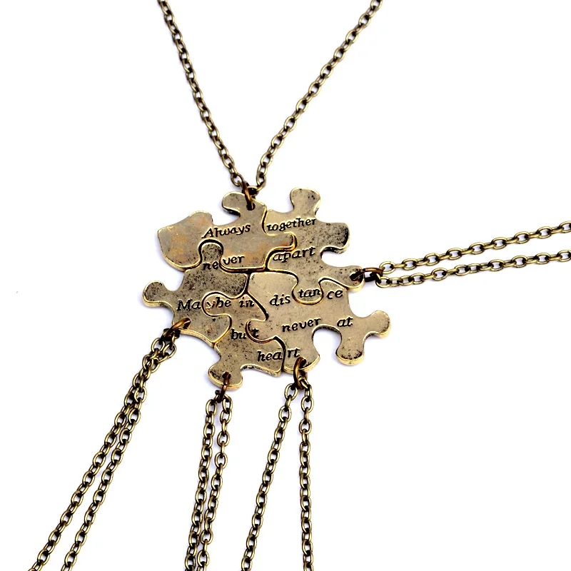 3/4/5/6/7/8/9/10 Stuks Beste Vriend Stiksels Ketting voor Mannen Vrouwen Studenten Bff Vriendschap Hanger Ster Ketting Choker Sieraden: Antique Bronze Plated
