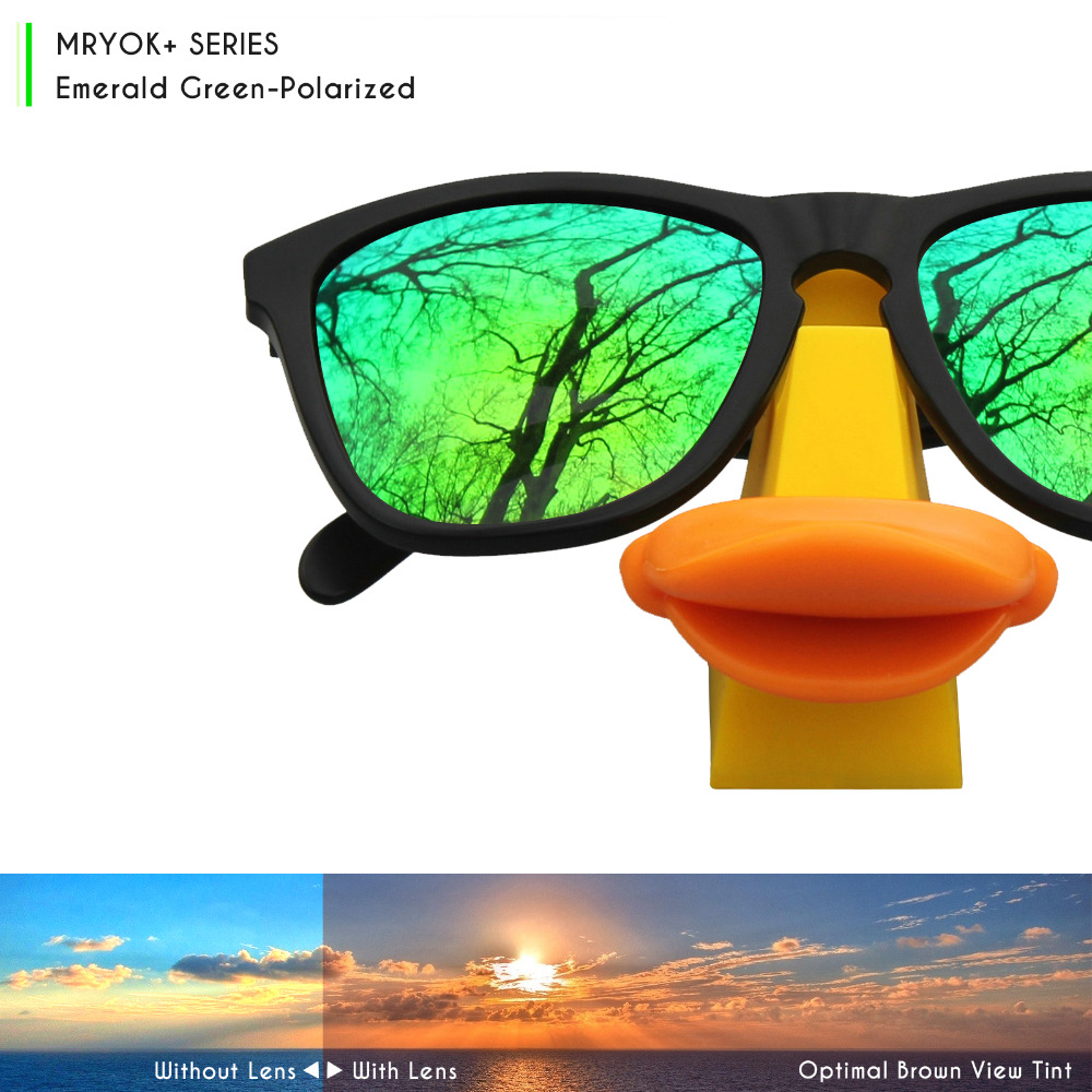 Mryok + polariseret modstå udskiftning af havvandslinser til oakley x kvadreret x-metal solbriller smaragdgrøn
