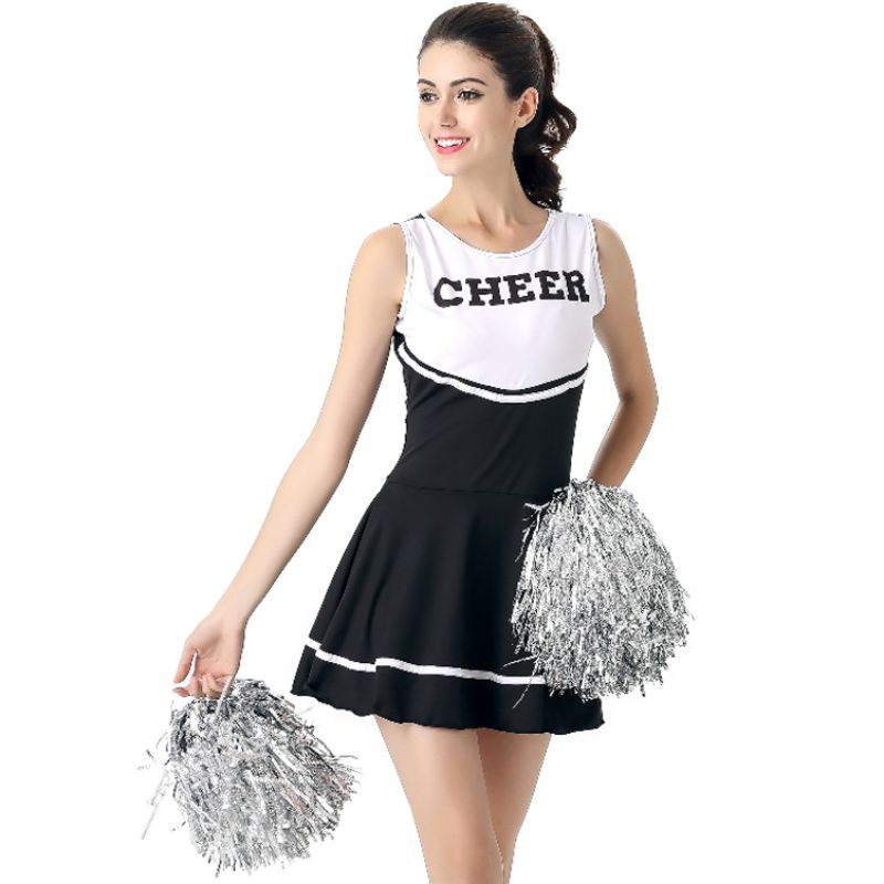 6 kleuren High School Meisje Muziek Mini Jurk Cheerleader Uniformen Sexy Meisje Stage Performance Vrouwelijke: black