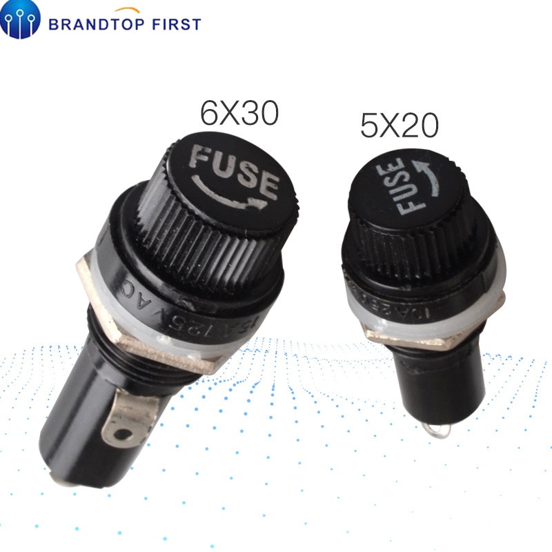 2pcs 5*20mm glass fuse holders 6X30 insurance tube socket fuse holder for 6*30 insurance Panel Mount Fuse Holder