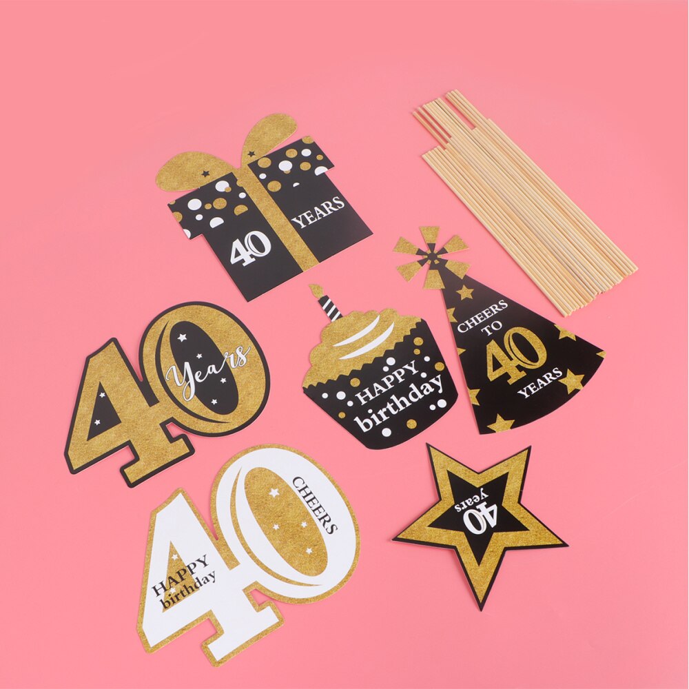 24pcs Birthday Party Photo Props Hand Hold Photo Props Funny Party Decorative Photo Props (30 Years Old)