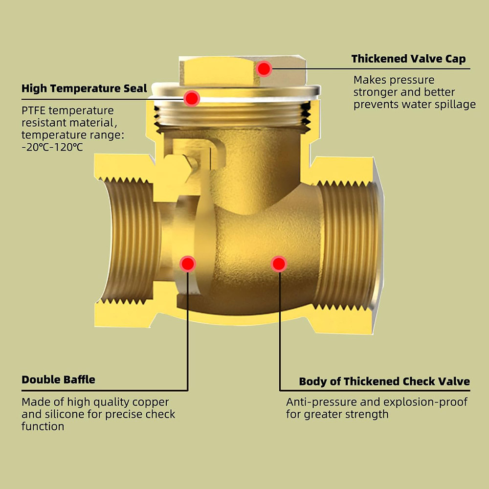 1 Inch BSPP Swing Check Valve Prevent Water Backflow Golden DN25