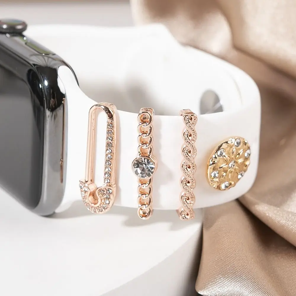 Metall Uhren Armbinde Ornament Reize Uhren Armbinde Dekoration kreative Diamant Ornament für iwatch Armbinde Armbinde Zubehör: Schwarz Gelb