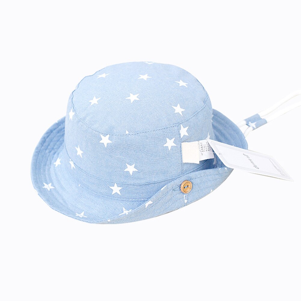 Zomer Jongens Meisjes Baby Baby Zon Bescherming Ster Gedrukt Trekkoord Zachte Emmer Casual Mode All-Match Kids Hat Cap