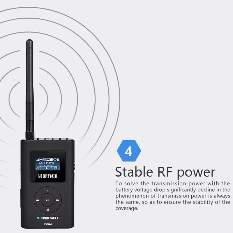 NIORFNIO Handhold Portable PLL FM Transmitter T300M 0.3W Small Output Power MP3 Broadcast Radio Transmitter