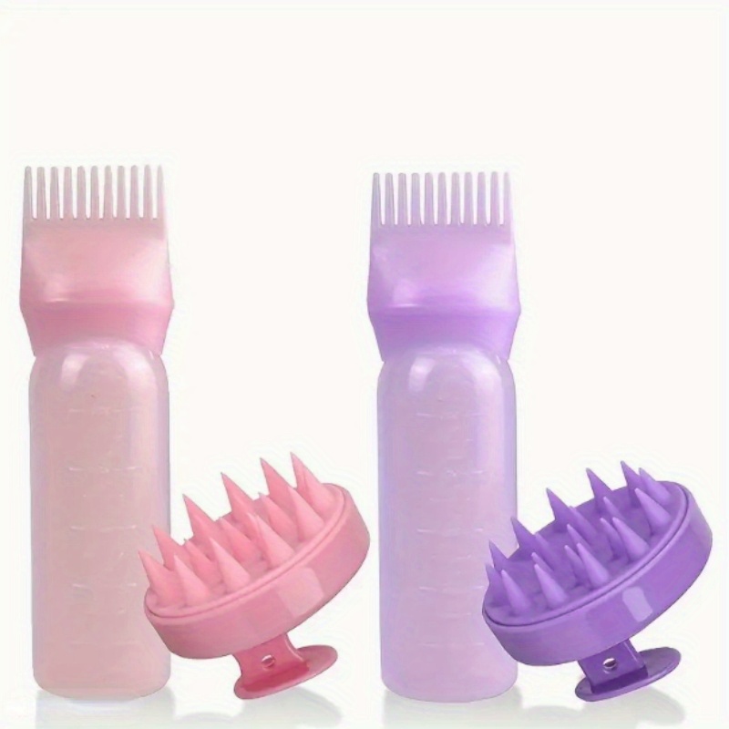 2pcs/Set Silicone Hair Comb With Root Comb Applicator Bottle Set Hair Oil Applicator Shampoo Brush Salon hair styling tools
