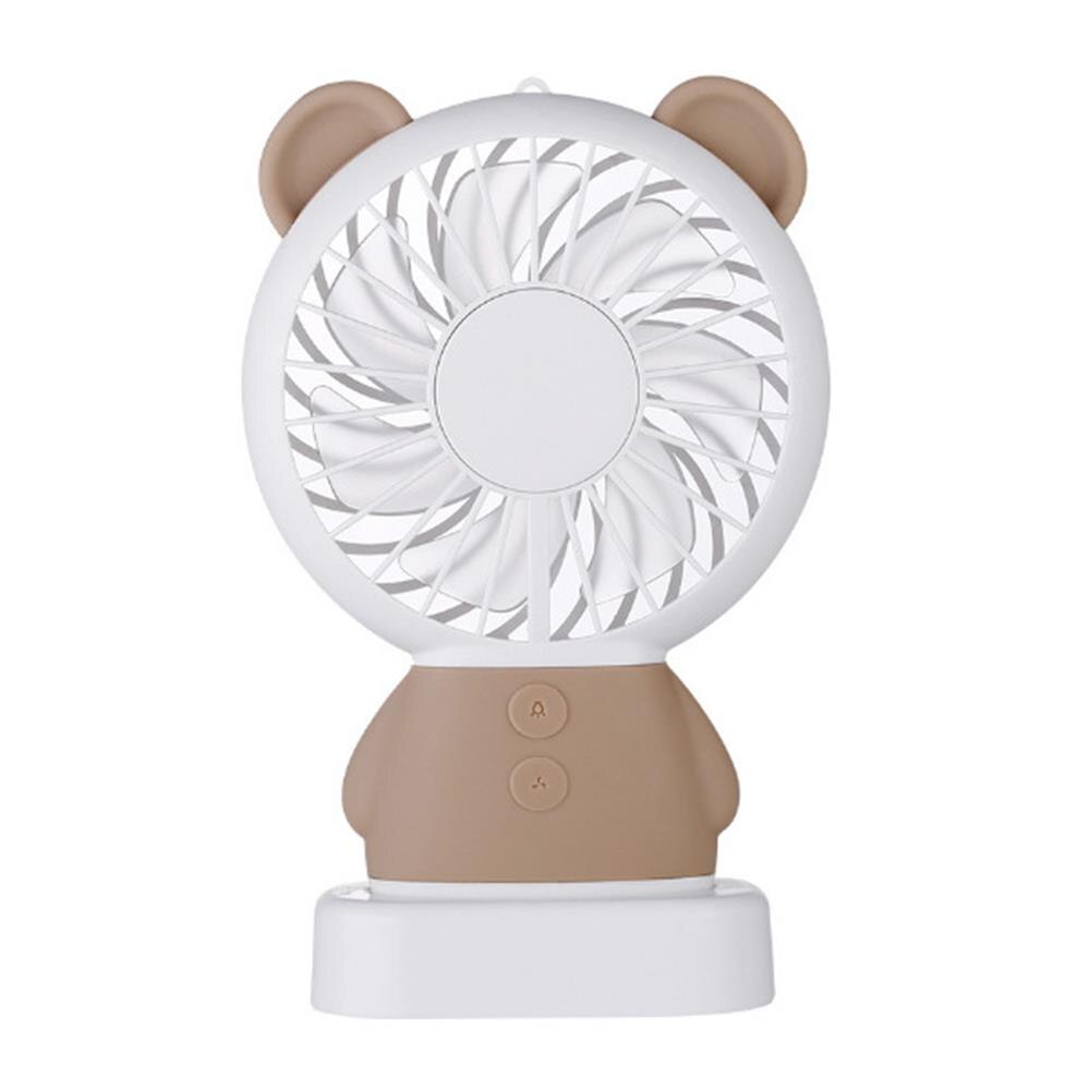 Ventilador portátil de bolsillo con luces coloridas de dibujos animados, ventilador de refrigeración para exteriores de verano de 800mAh Mini: brown bear