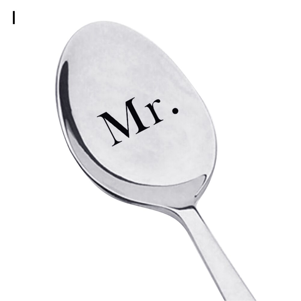 Portable Stainless Steel Peanut Butter Coffee Rice Tea Soup Spoon Couple Valentine's Day Drinking Tableware: I