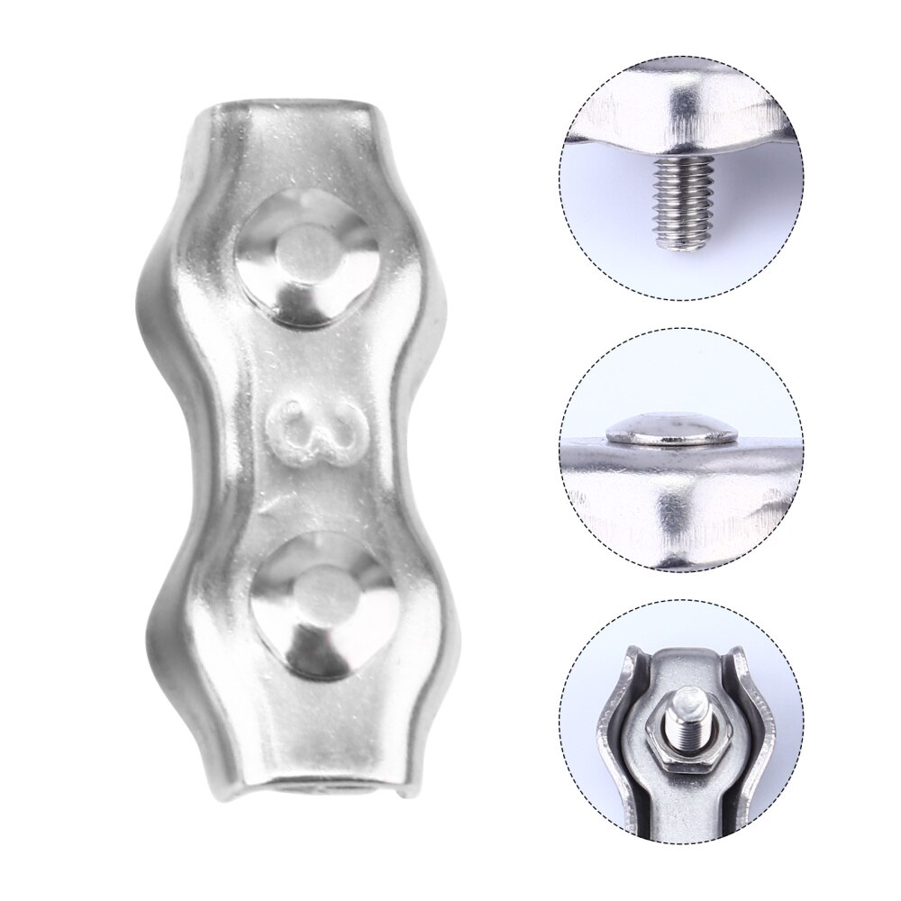 10 Pcs Rope Connector Duplex Wires Splicer Stainless Wire Rope Clip Cable Clamp