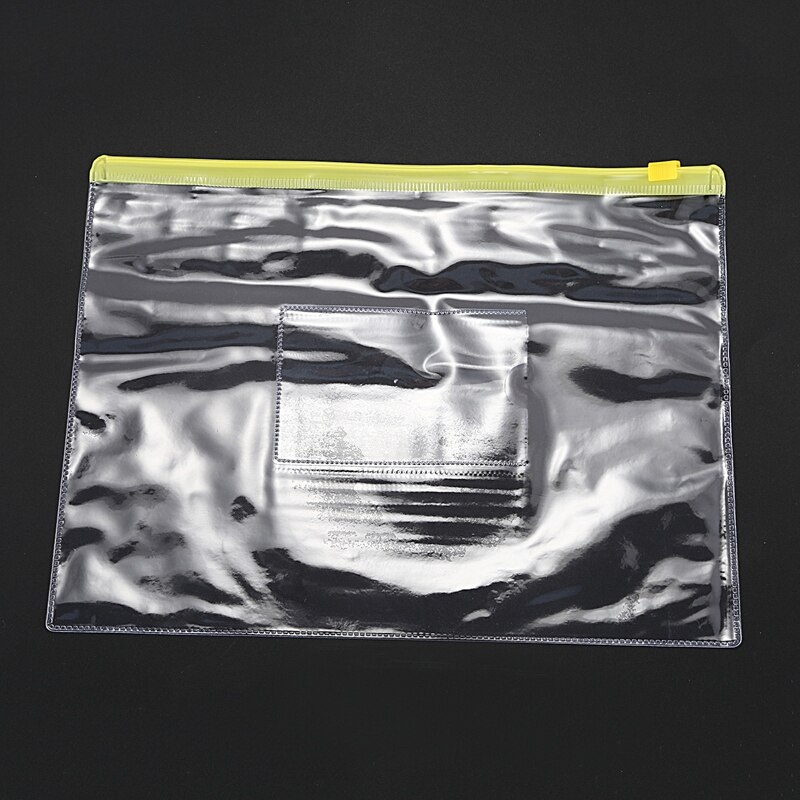 Size A5 Card Slider Zip Closure Folders PVC Folders Envelopes, 20 Pieces Transparent Yellow