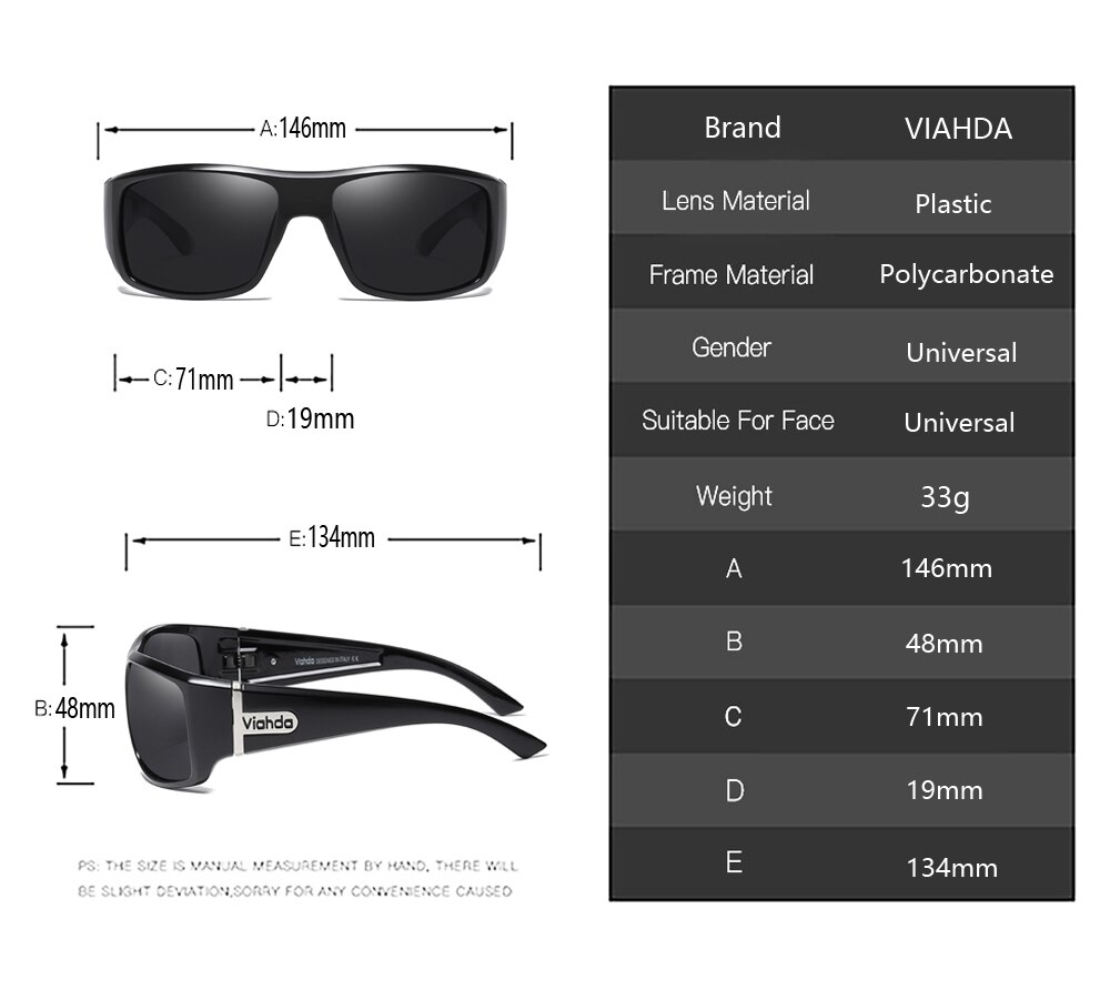 Viahda mænd klassiske polariserede solbriller mandlige sportsfisker nuancer briller  uv400 beskyttelse