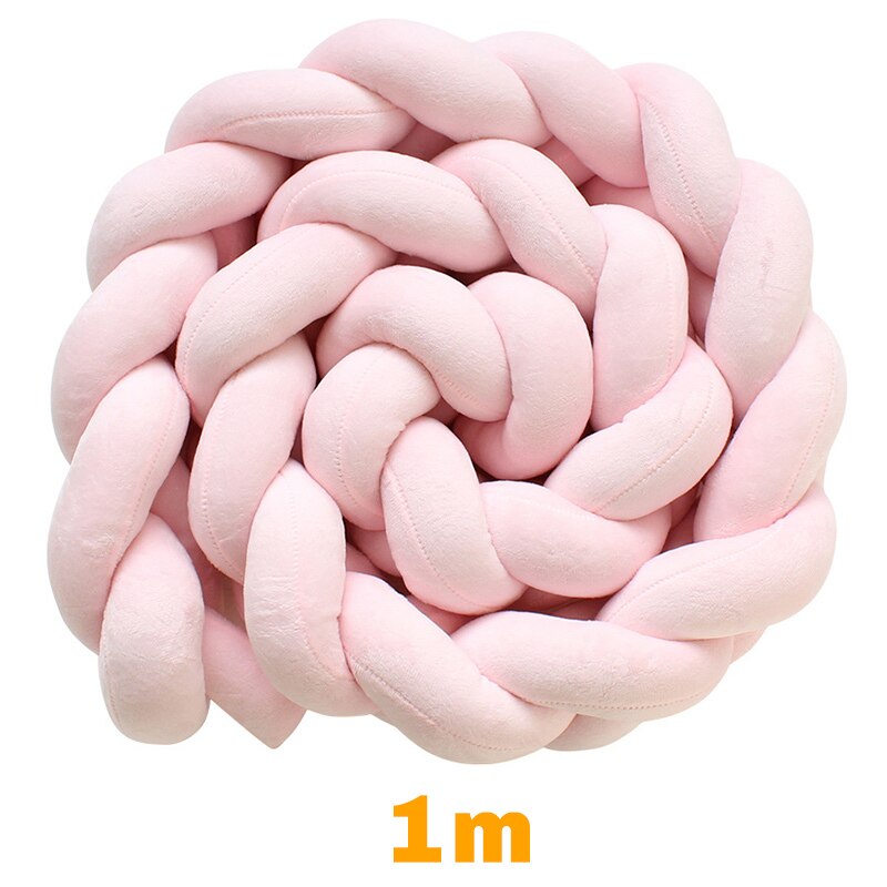 200 cm Lengte Baby Bed Bumper Pure Kleur Weven Pluche Babybedje Protector Voor Pasgeborenen Baby Kamer Decoratie: Pink 1m