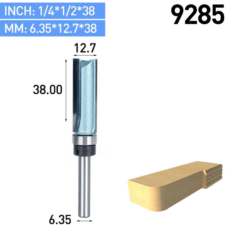 HUHAO 12.7 to 38mm Shank Flush Trim Router Bit Straight Bit Tungsten Woodworking Milling Cutter Tool: 9285