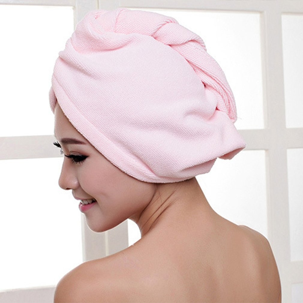 Diffusor superfin fiber bad hår tør hat bruserhætte blødt stærkt vandabsorberende hurtigtørrende håndklædehætte til badning: Lyserød
