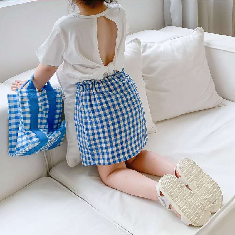 Summer girl baby wild plaid skirt original irregular skirt