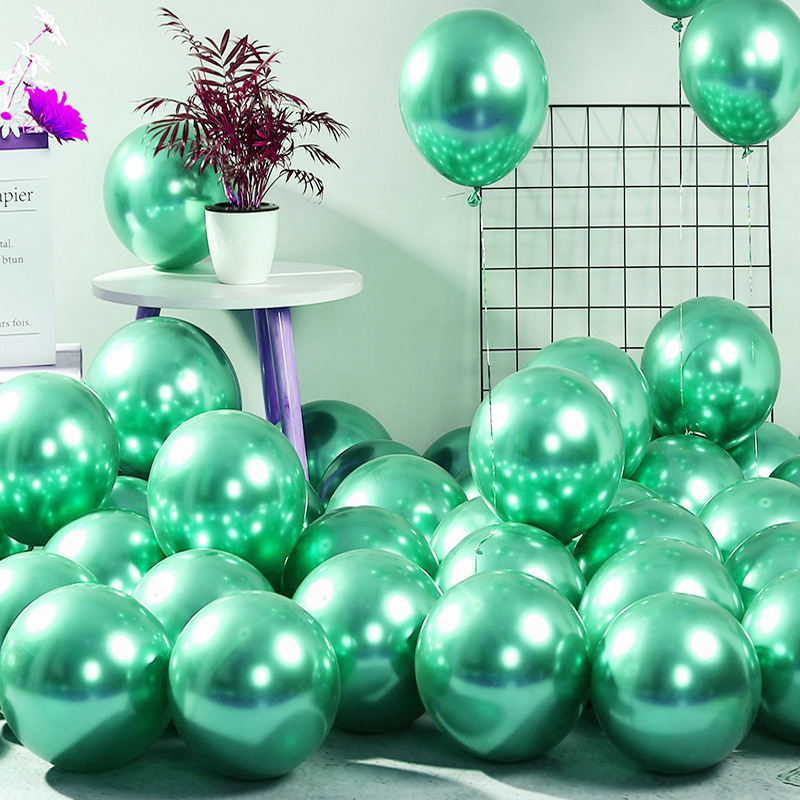 50 Uds. Globos metálicos para cumpleaños, globos metálicos dorados, cromados, plateados, rosas y dorados para , Baby Shower, decoraciones de boda: Verde / 5 pulgadas