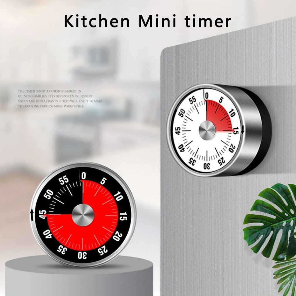 Stainless Steel Visual Timer Mechanical Kitchen Timer 60-Minutes Alarm Cooking Timer With Loud Alarm Magnetic Clock Timer