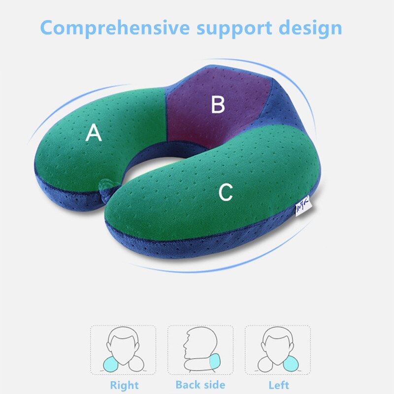 Natural Latex Pillow U-shaped Cervical Spine Neck Pillow Latex Pillow Car Office Neck Pillow Siesta Soft Slow Rebound Pillow