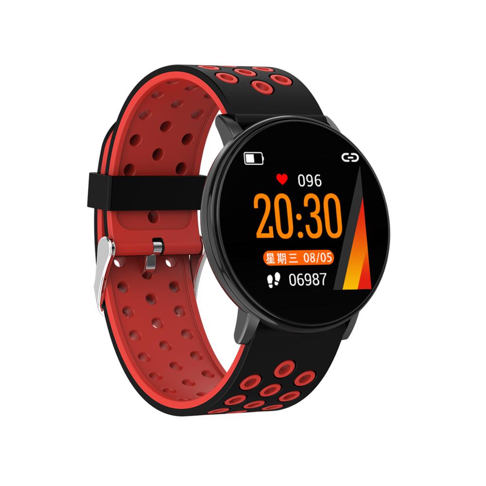 W8 smart armbånd pulsmåler tracker skridttæller blodtryk stillesiddende opkald besked påmindelse søvn tracker sportsur: Rød