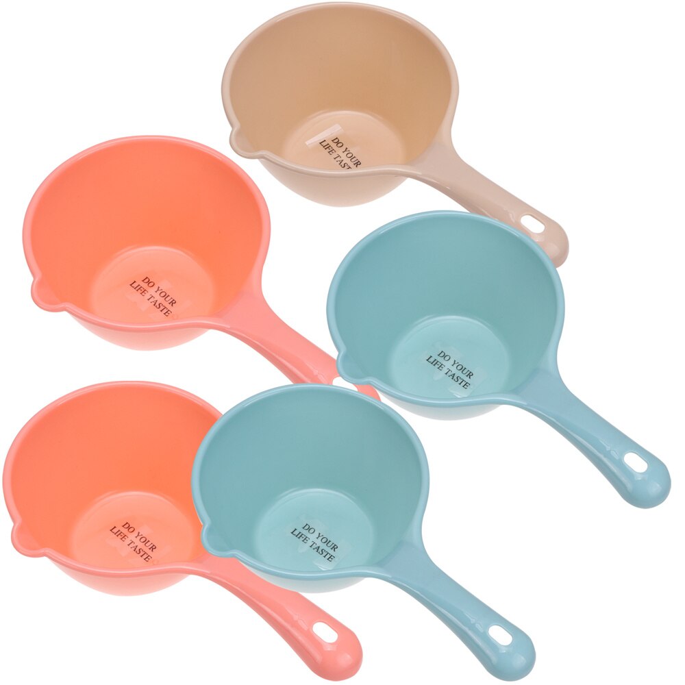 5 pièces petite louche d'eau épaisse longue poignée bain Bailer eau Scoop Dipper bébé bain douche casquettes tasse cuillères pour la cuisine