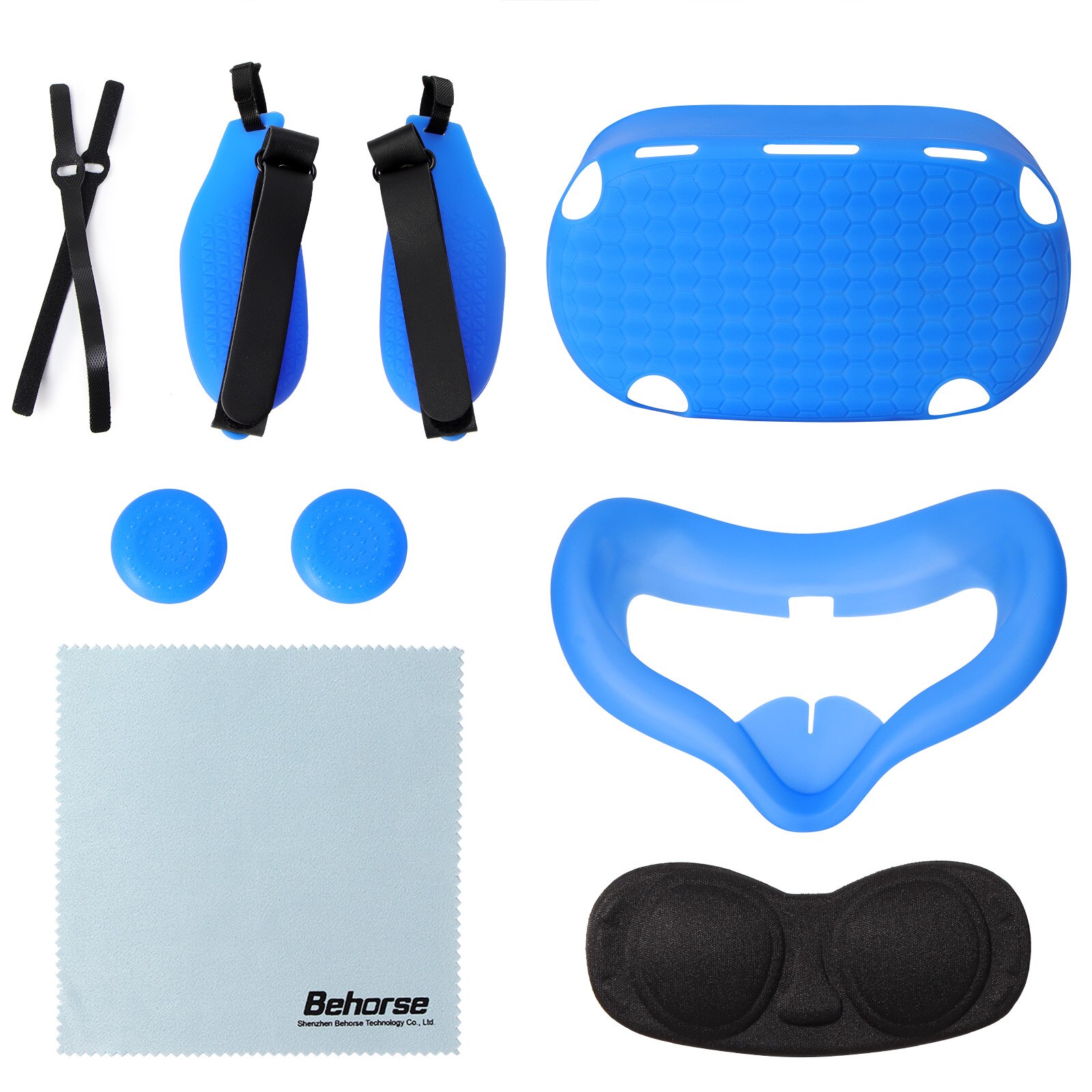 6IN1 Oculus Quest 2 VR Protective Cover Set VR Touch Controller With Knuckle Strap Handle Grip For Oculus Quest 2 Accessories: Blue set