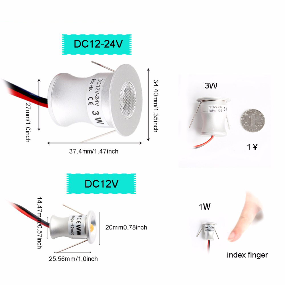 12V-24V Led Spotlight Cabinet Mini Spot Light IP65 Waterproof 1W 3W Recessed Down Light Cold Warm White Cupboard Showcase Use JJ