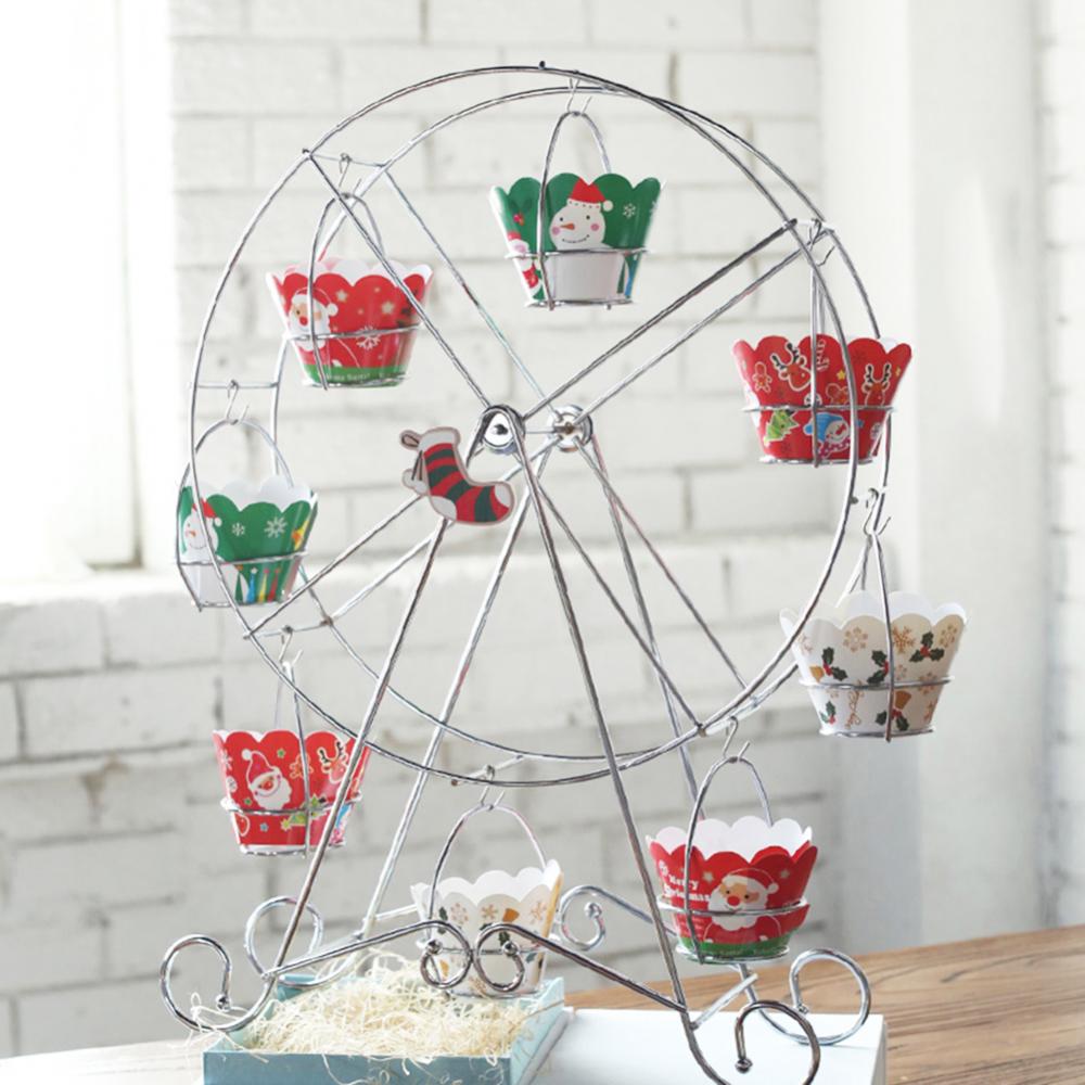 8 Cups Metalen Draaiende Reuzenrad Cupcake Houder Dessert Stand Cake Stand Display Rack Bruiloft Verjaardagsfeestje Decoratie