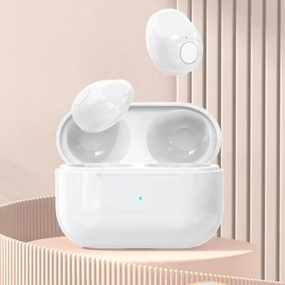 Unsichtbare Kopfhörer, Mini-Kopfhörer, Bluetooth, TWS, kabellos, Sleepwith Mikrofon, HD-Anruf, Semi-In-Ear-Ohrhörer, Rauschunterdrückung: WHITE