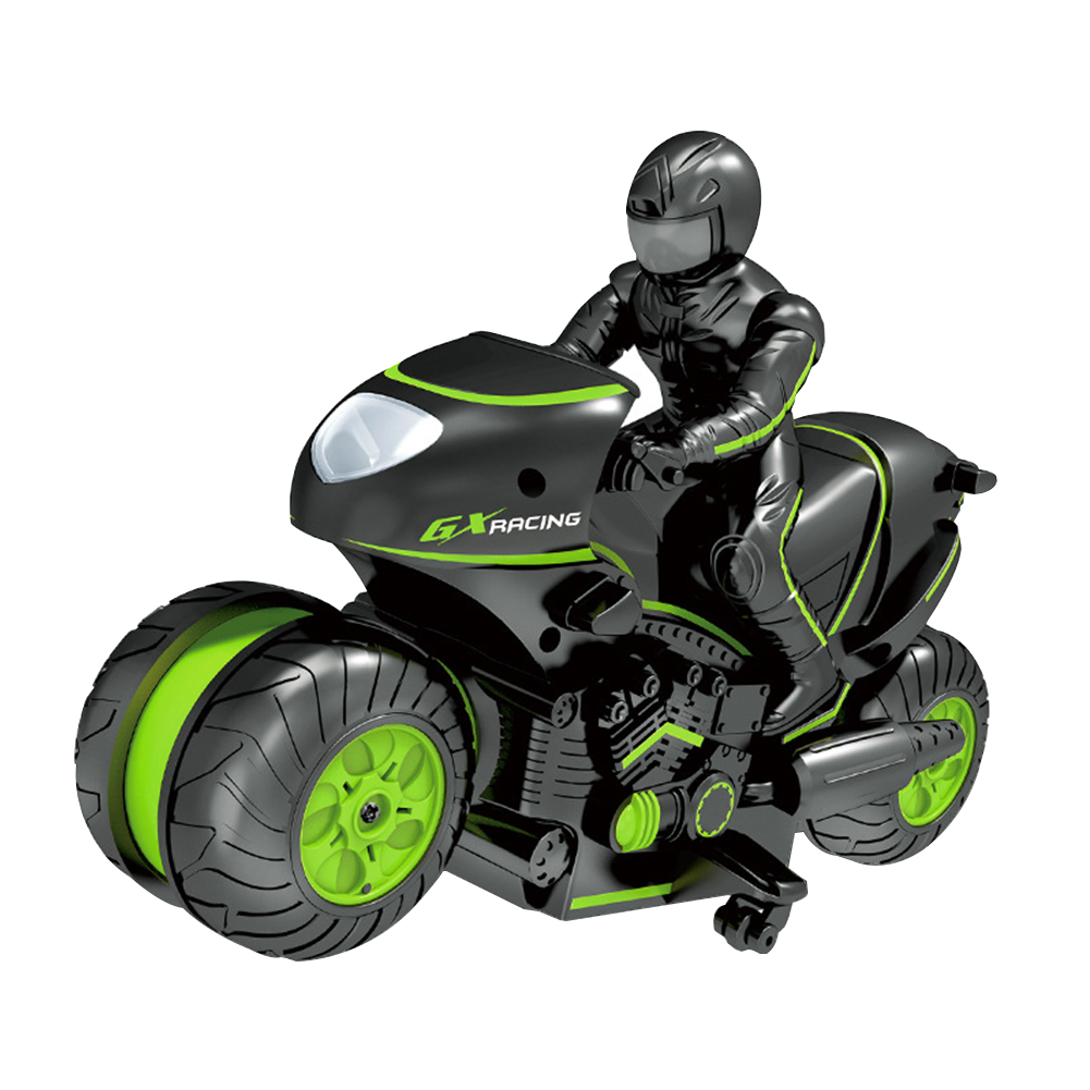 2.4GHz USB Rechargeable RC Motorcycle With Remote Control Electric 360 Degree Rotation Motorbike Model Stunt Drift Wireless Led: Green