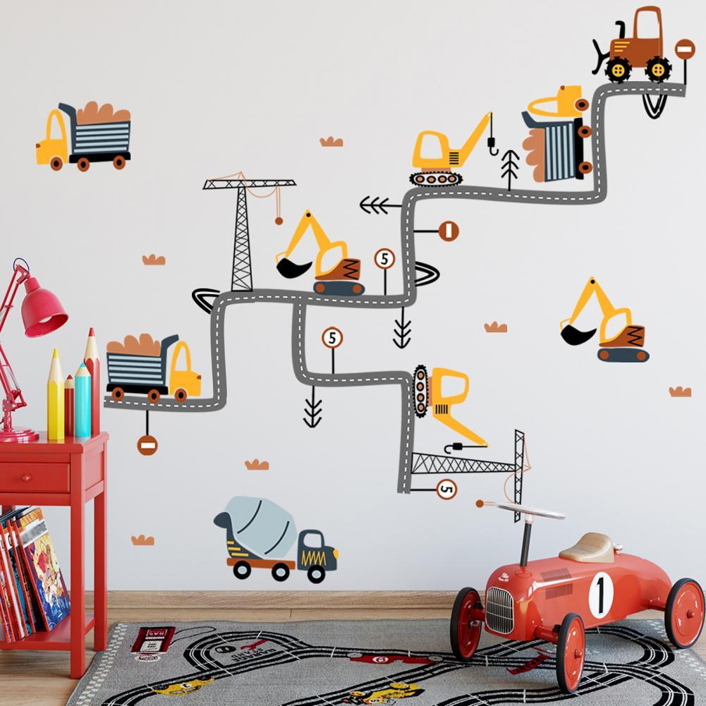 Cartoon Auto Vliegtuig Muurstickers Jongen Kinderkamer Diy Muurschildering Decoratie Vinyl Stickers Kleuterschool Slaapkamer Home Decor Wallpapers