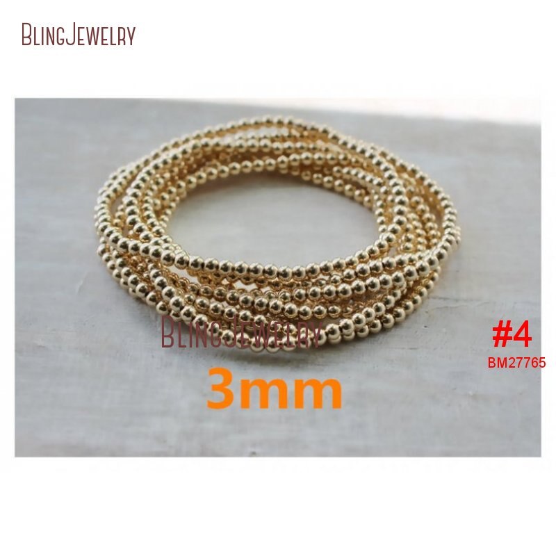 delicato Bracciale in Oro Rosa Riempito in Argento sterlina pila perlina Sfera in Rilievo del Braccialetto di Stirata BM33718: BM27765 (3mm)