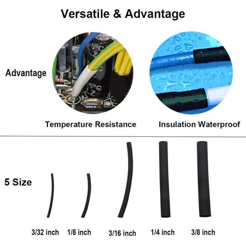 280 Pcs Car Amplifier Heat-Shrink Tubing 3:1 Dual Wall Adhesive Heat Shrink Tubing Kit Best Cable Sleeve Tube Assortment With St