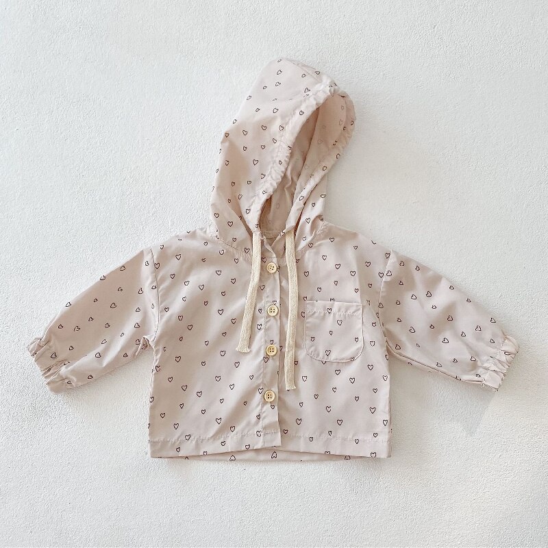 Baby Jas Voor Meisje Hart Stipdruk Hooded Vest Jas Lente Zomer Lange Mouw Dunne Kids Kleding Meisjes Outwears: Z932XS / 6m