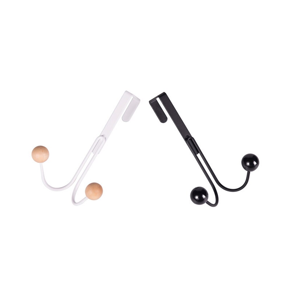 Over The Door Double Hanger Hooks Free Punching For Hanging Hats Bags Holder Tie Scarf Key Hook Clothes Coats Rack Towel Shelf