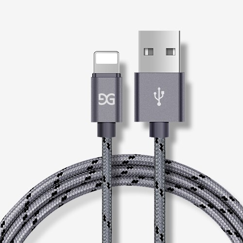 Gusgu cabo usb para iphone 8 7 6 plus 6s 5 5S se x, para ipad 2 mini rápido adaptador de cabos de carregamento para celular, cabo carregador de dados: Grey / 0.3M