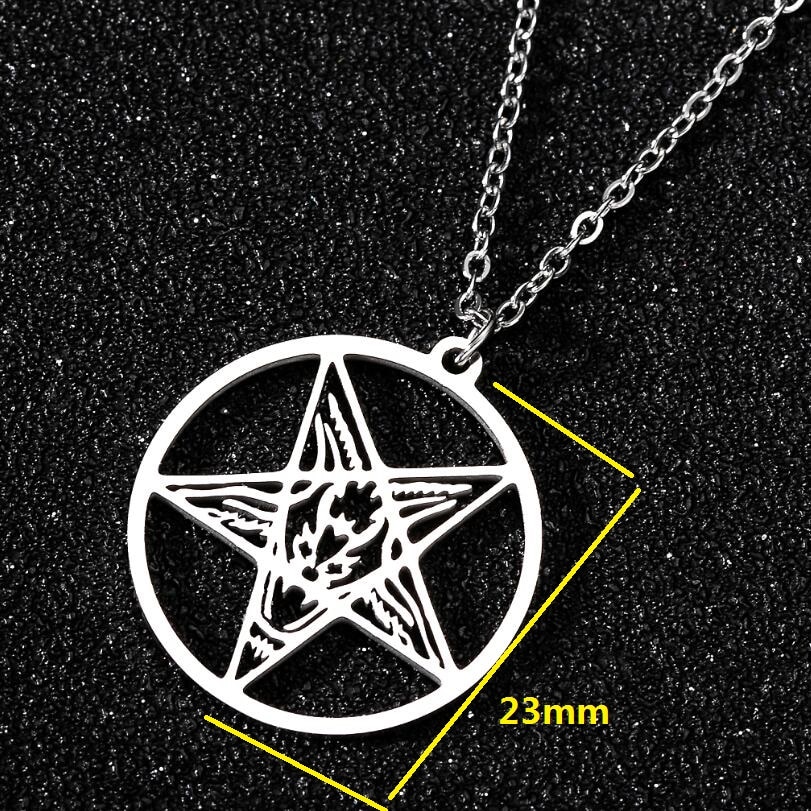 Stainless Steel Pentagram Steampunk Satan Fork Necklaces Hidden Devil Chokers Jewelry for Women Men Vintage Hero Symbol