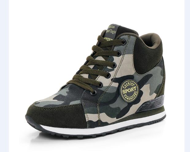Mulheres sapatos camuflagem execução 6 centímetros invisível aumento da plataforma sapatilhas das mulheres adultos tênis de alta top mulheres esporte bota inverno: 6.5