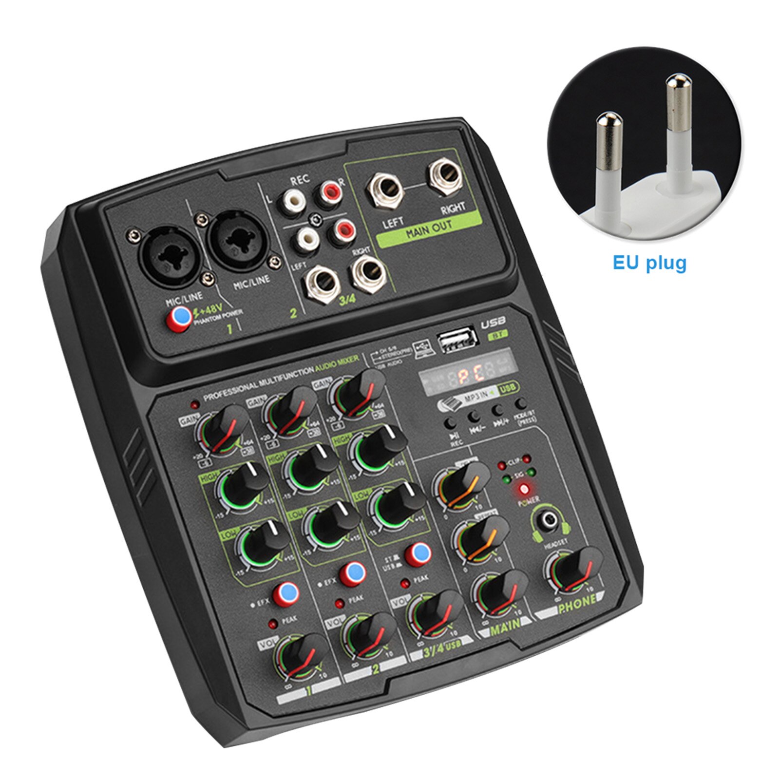 4 Channels Multifunction Home Studio Equipment Mixing Console Party Computer Music Recording Mini USB Stereo Audio Mixer