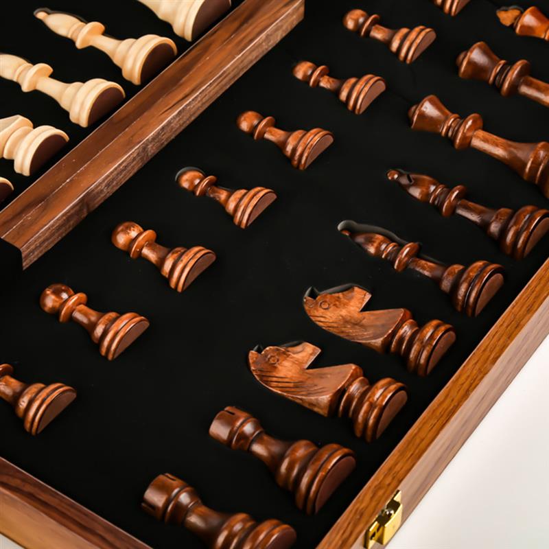 Chess Set Wooden Chess Foldable Chess Board Travel Chess Board Folding Portable Chess Game Wood