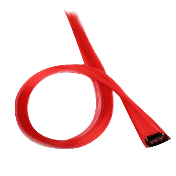 Colorful Clip On Hair Straight Extensions Personality Punk Red Long Hair Accessories SCI88