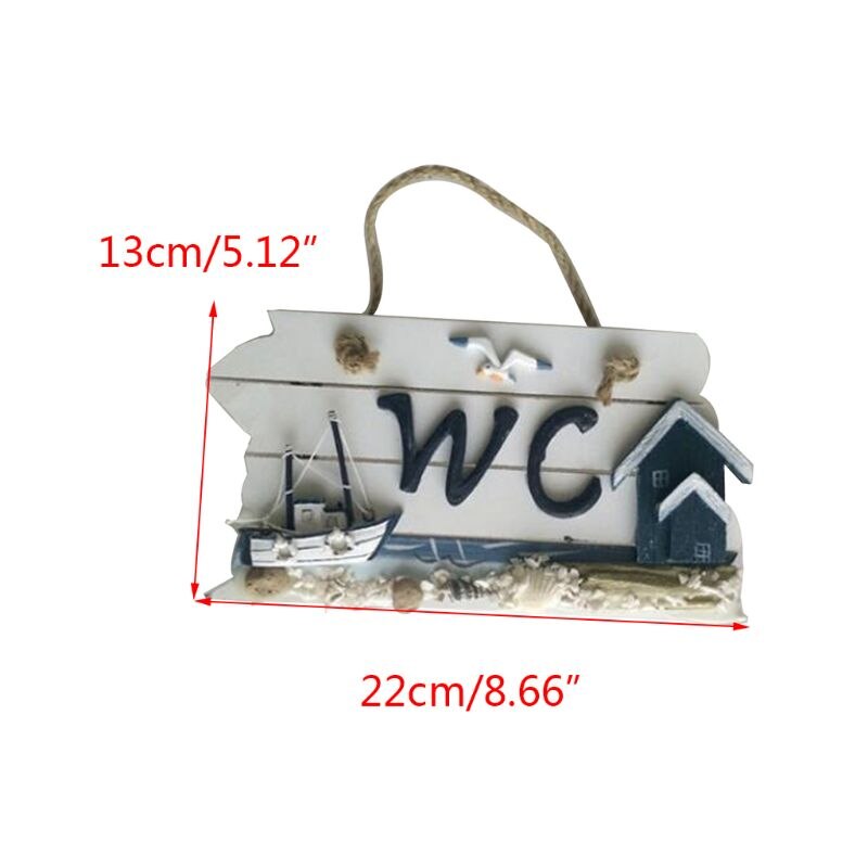 Mediterranean Style Carved WC Doorplate Wooden Door Sign Plaque Hanging Toilet Bathroom Signage