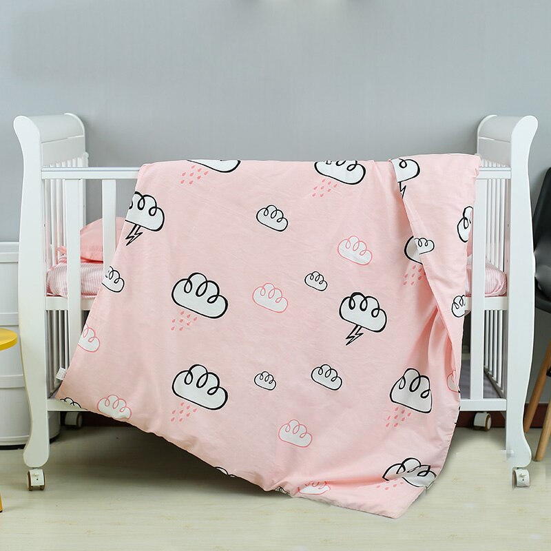 100*130cm baby dynebetræk til piger og drenge bomuldsseng seng tegneserie baby sengetøj dynebetræk uden fyldstof: Lyserød