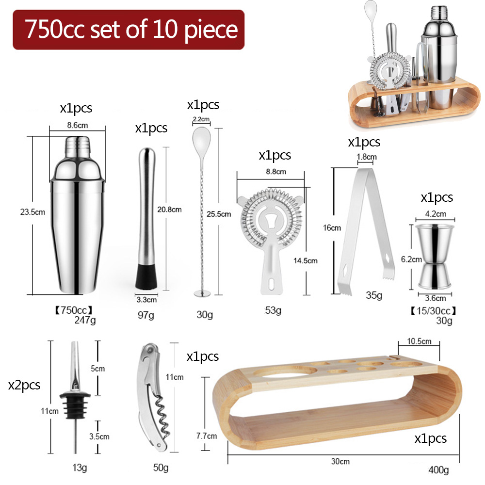 Stainless Steel Cocktail Shaker Bartender Kit Bar Drink Tools Barware Accessories for Home Bars and Party Events