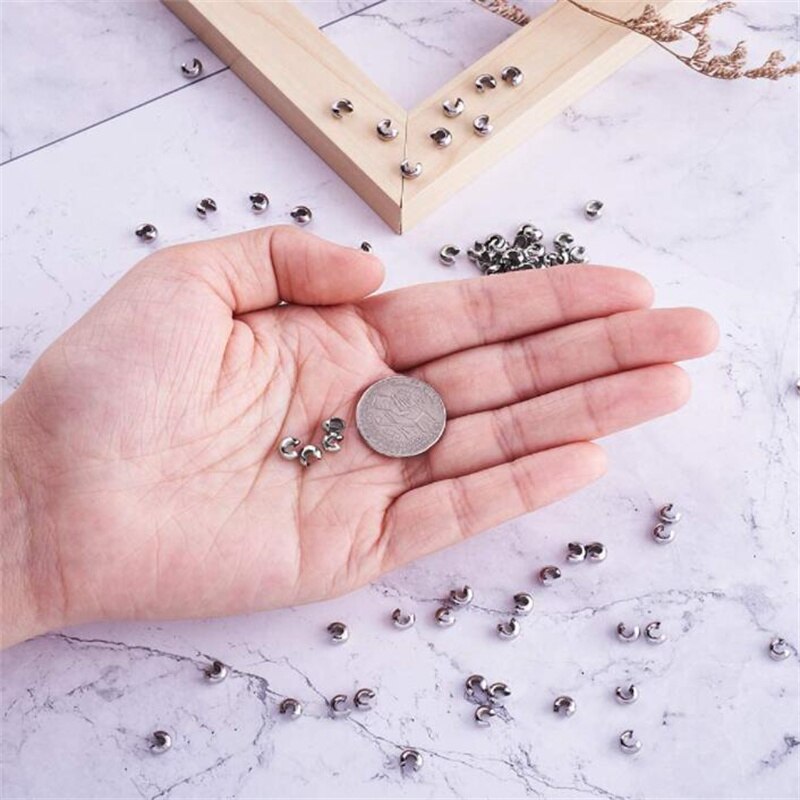 50 pezzi di tappo per perline a crimpare in acciaio inossidabile dorato, tappo per estremità, per orecchini fai da te, creazione di gioielli, accessori, materiali