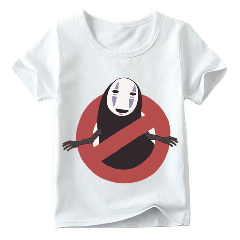 Bambini Anime The No Face Spirit Design divertente maglietta ragazzi/ragazze estate Cartoon top T-shirt bianca morbida per bambini, ooo2268: White B / 3T