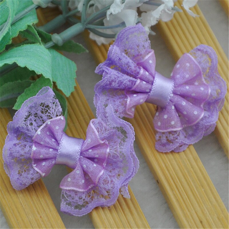 Lace Organza Ribbon Bows, Flores Applique, Decoração do casamento, A088, 20pcs