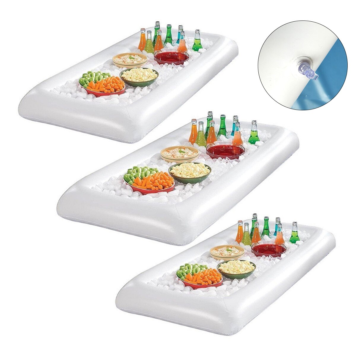 3pcs Dishes Ice Cooler PVC Cooloing Functional Inflatable Buffet Ice Cooler for Plates Camping Party Dishes